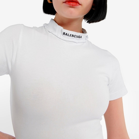 NWT$1,850 BALENCIAGA White Cotton T-Shirt Neckline Maxi Gown Dress Sz XS - Picture 2 of 16